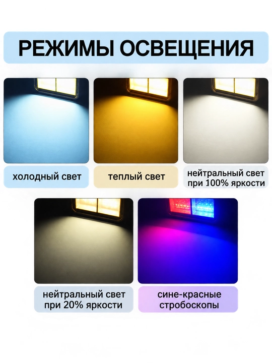 Quyosh paneli bilan jihozlangan LED projektor-fonar, portativ, tashqi akkumulyatorli