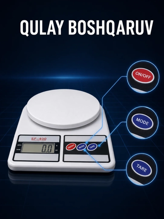 Электронные кухонные весы SF-400, до 10 кг, кнопки TARE и MODE