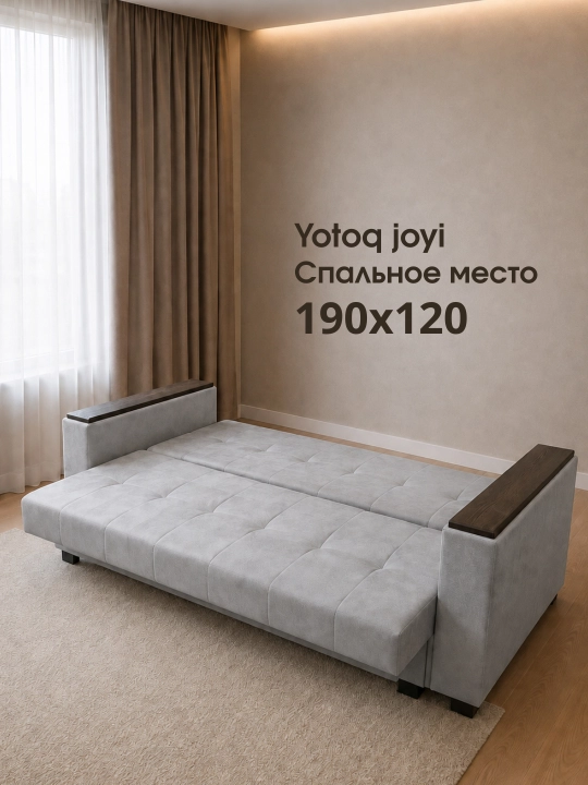 Kitob-divan, saqlash uchun tortmasi bilan, 220x80 sm, divan-krovat. Sandiq