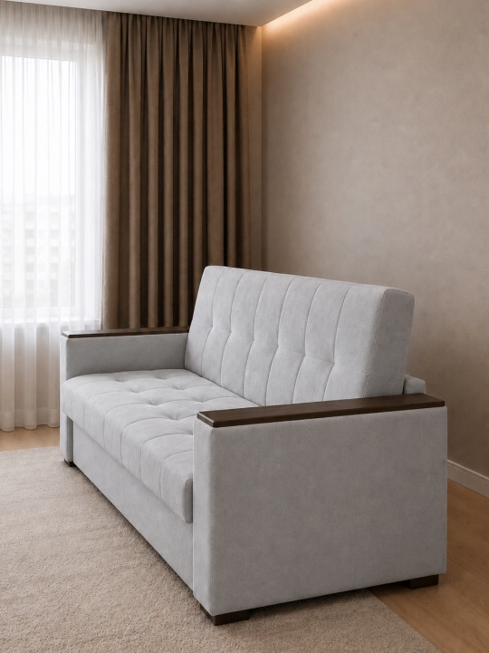 Kitob-divan, saqlash uchun tortmasi bilan, 220x80 sm, divan-krovat. Sandiq