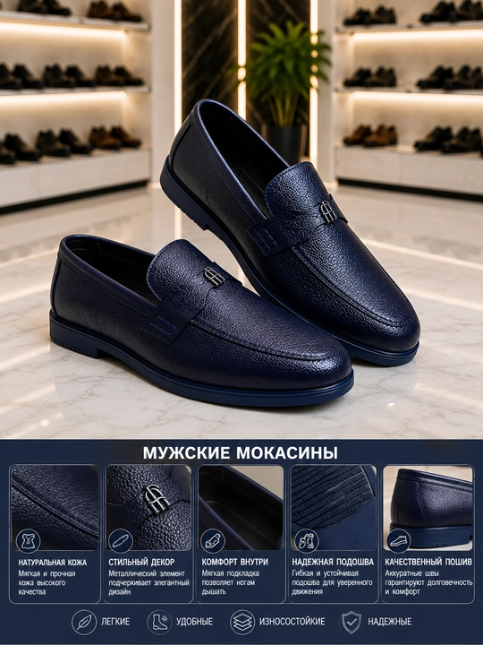 Мужские мокасины из натуральной кожи, классические лоферы, черные, 39–43