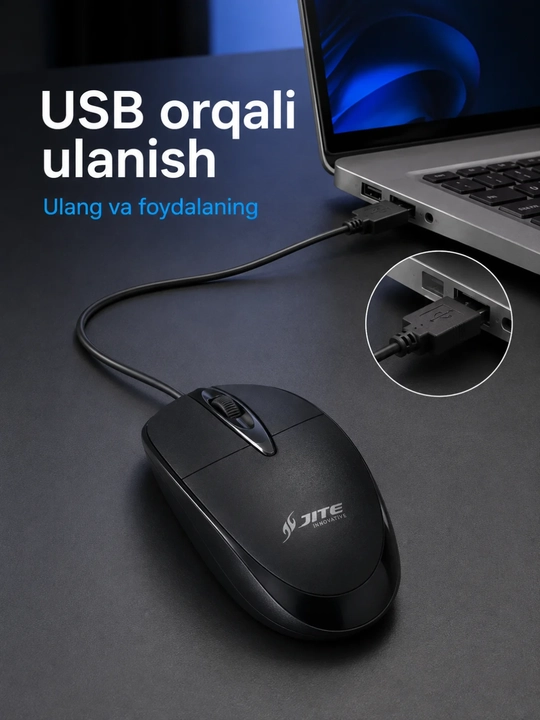 Проводная оптическая мышь игровая JITE B-01, USB, кабель 1,3 м - 