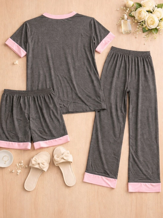 Ayollar uchun pijama 3ta 1da,uy kiyimi, tungi kiyim, sho'rtik mayka, shimli pijama