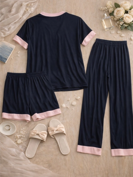 Ayollar uchun pijama 3ta 1da,uy kiyimi, tungi kiyim, sho'rtik mayka, shimli pijama