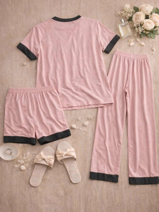 Ayollar uchun pijama 3ta 1da,uy kiyimi, tungi kiyim, sho'rtik mayka, shimli pijama