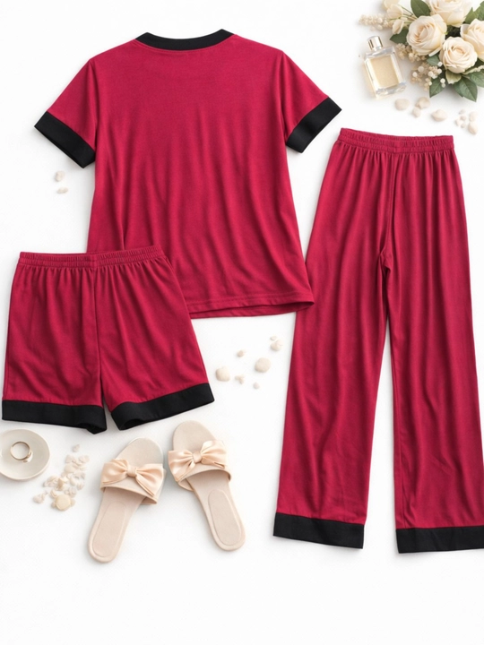 Ayollar uchun pijama 3ta 1da,uy kiyimi, tungi kiyim, sho'rtik mayka, shimli pijama
