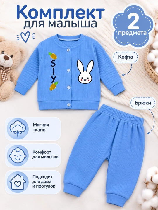 Костюм для малышей, кофта и брюки, комплект 2 предмета, 3–9 месяцев - 