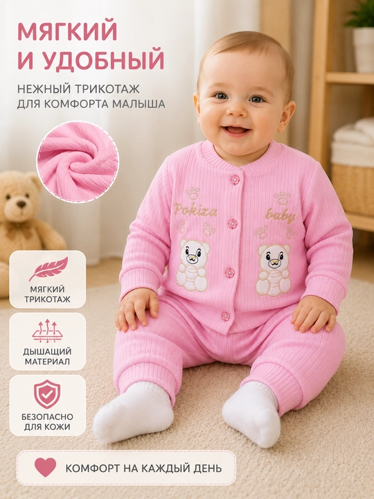 Костюм для малышей, кофта и брюки, комплект 2 предмета, 3–9 месяцев