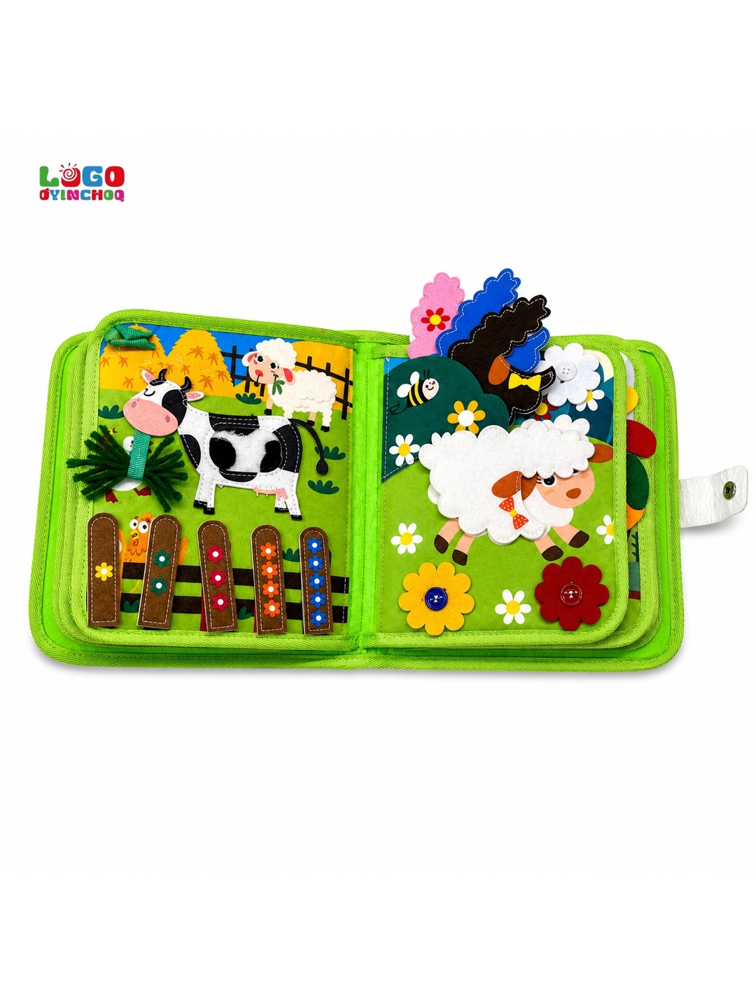 Fetr kitobcha bizibord, bolalar uchun Montessori sensor rivojlantiruvchi o'yinchoq