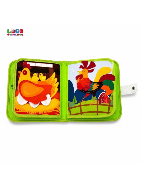 Fetr kitobcha bizibord, bolalar uchun Montessori sensor rivojlantiruvchi o'yinchoq