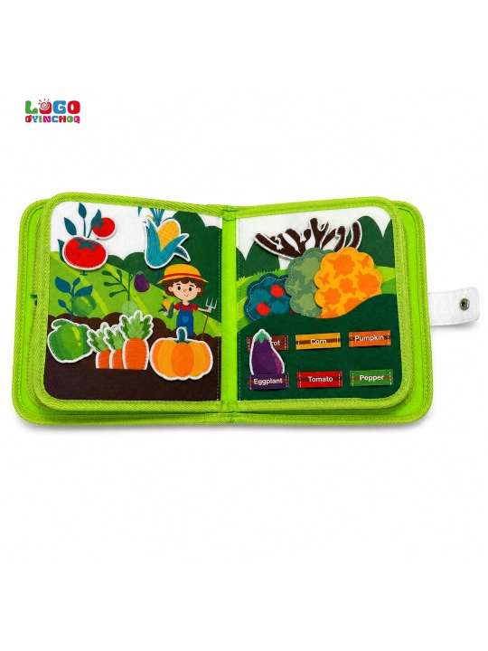 Fetr kitobcha bizibord, bolalar uchun Montessori sensor rivojlantiruvchi o'yinchoq