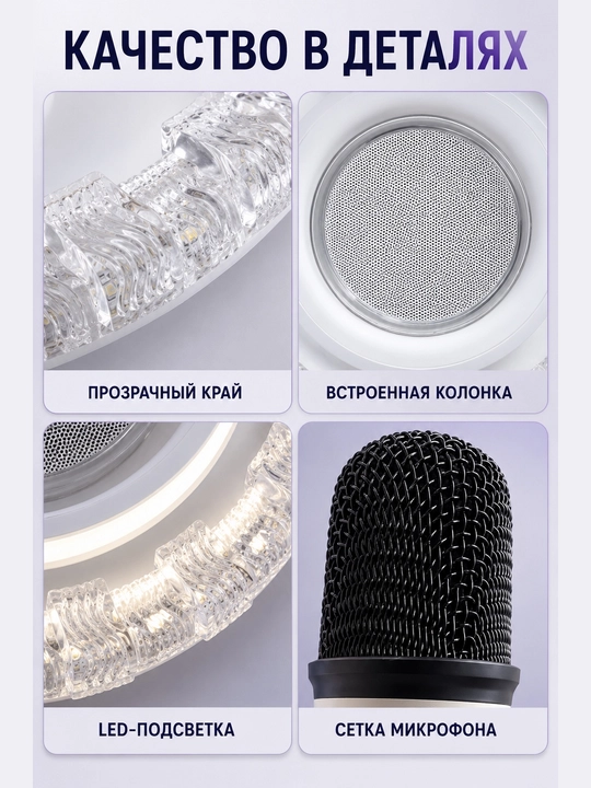 Blutus kolonka va mikrofonli  LED KARAOKE-LYUSTRA, 3 yorug‘lik rejim, 50 sm diametr plafon