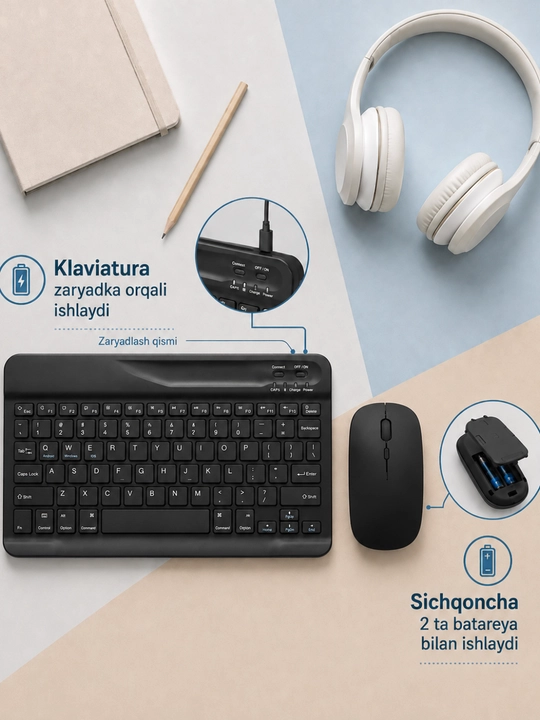 Bluetooth-клавиатура и мышь для компьютера, планшета, телефона, Android и iOS