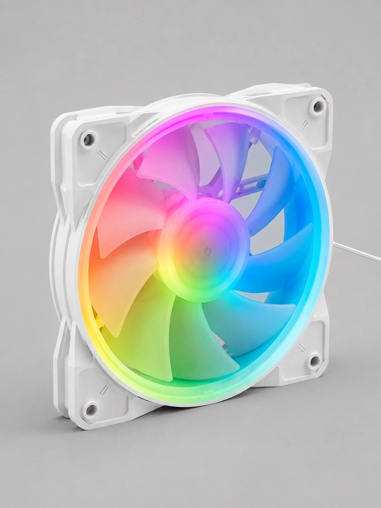 120 mm RGB korpus ventilyatori, oq rangli PC cooler, 3-Pin, 1200 RPM