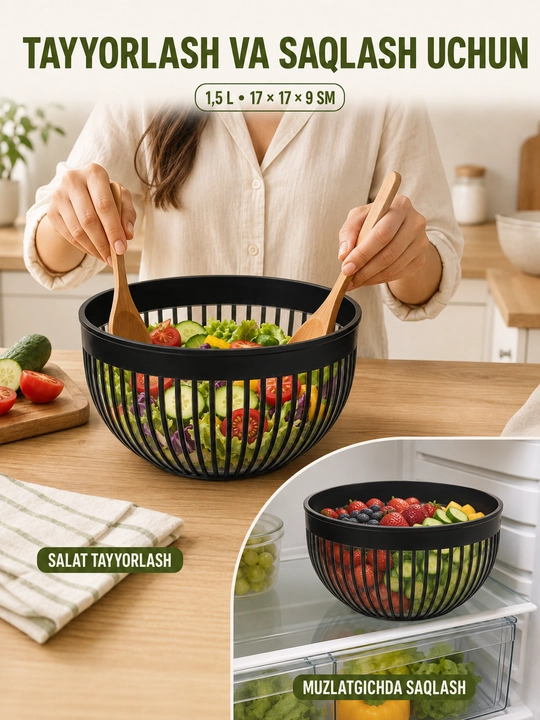 Qopqoqli plastik oziq-ovqat saqlash idishlari va konteynerlar to‘plami - 