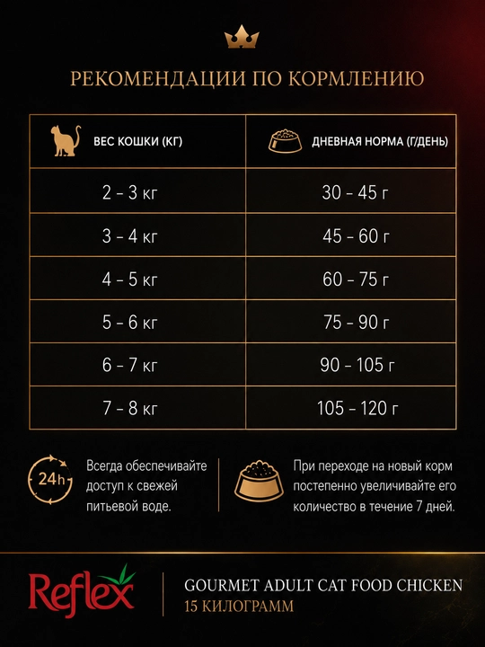 Reflex Gourmet guruch bilan tovuq, kattalar mushuklar uchun ovqat, 15 kg