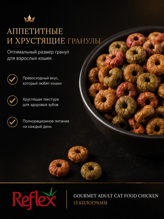 Reflex Gourmet guruch bilan tovuq, kattalar mushuklar uchun ovqat, 15 kg