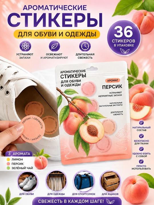 Ароматические стикеры для обуви и одежды, наклейки от неприятного запаха, освежитель 36 шт - 