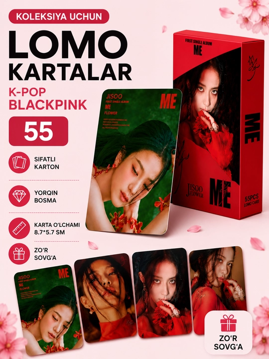 K-Pop BlackPink Lomo kartalari, 20 dan ortiq turlari, 55 dona