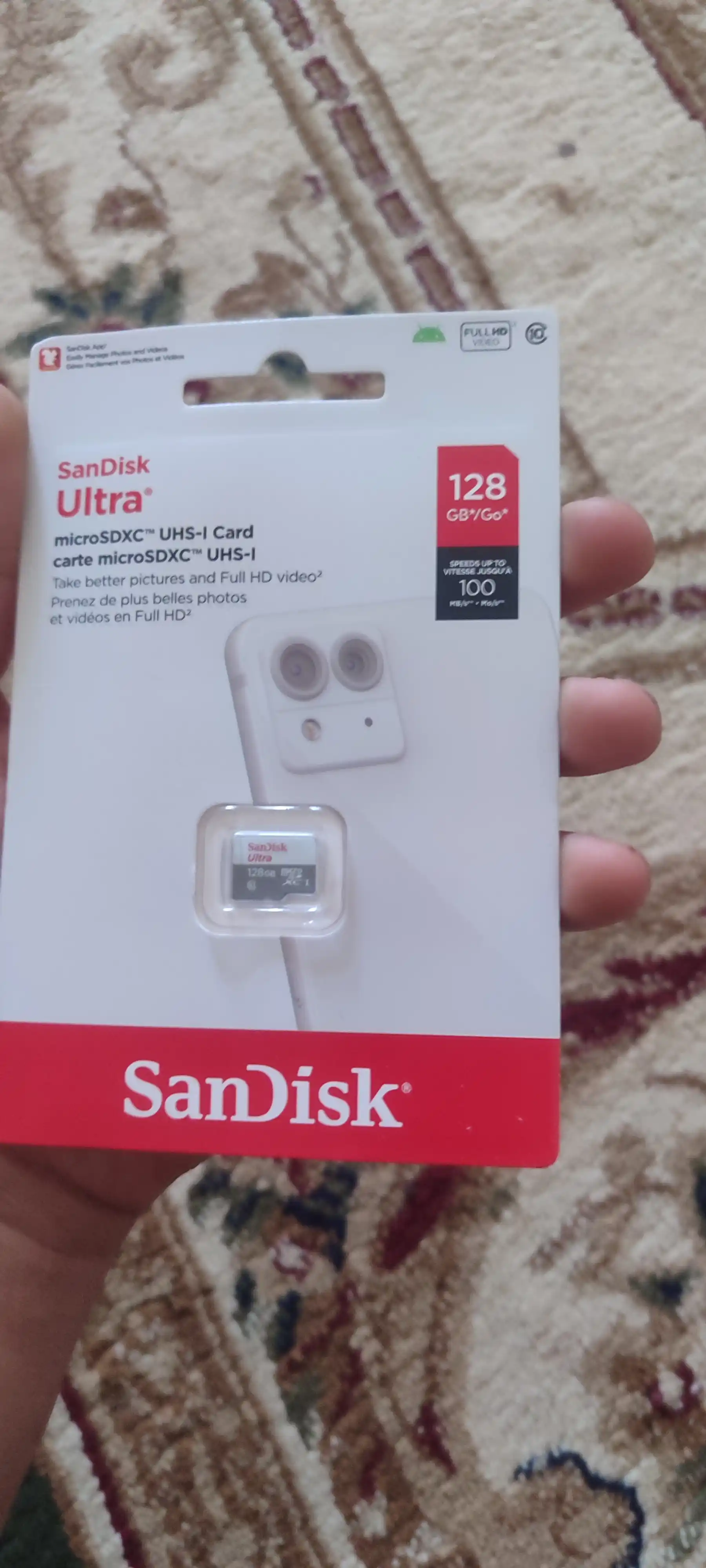 SanDisk Ultra microSD 16/64/128 GB xotira kartasi, A1, UHS-I, 100 MB/s gacha, fleshka