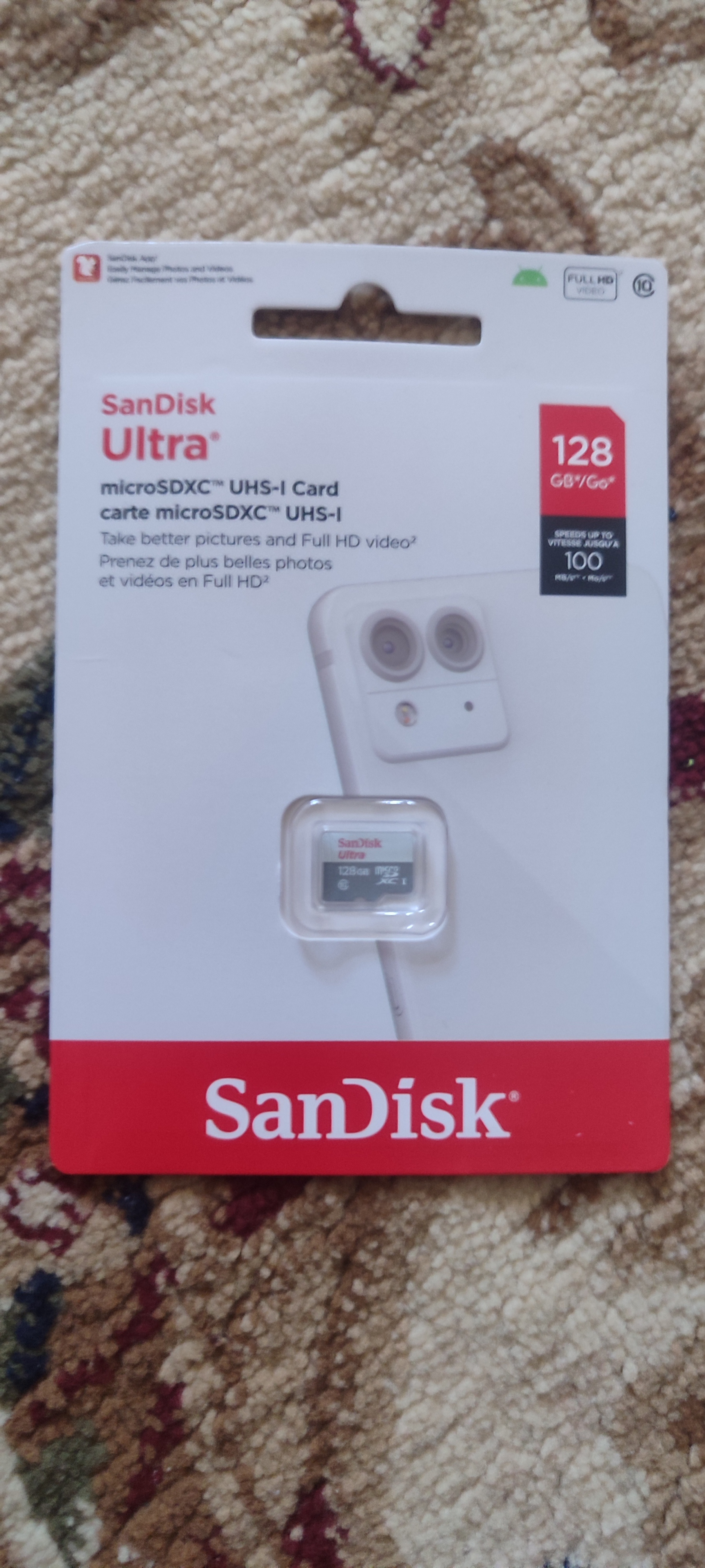 SanDisk Ultra microSD 16/64/128 GB xotira kartasi, A1, UHS-I, 100 MB/s gacha, fleshka
