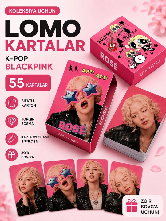 K-Pop BlackPink Lomo kartalari, 20 dan ortiq turlari, 55 dona