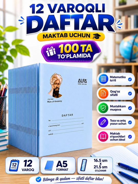 Katak daftar, 12 varaq - 