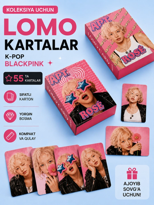 K-Pop BlackPink Lomo kartalari, 20 dan ortiq turlari, 55 dona