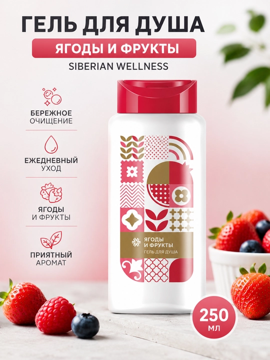 Siberian Wellness "Rezavorlar va mevalar" dush geli, 250 ml - 