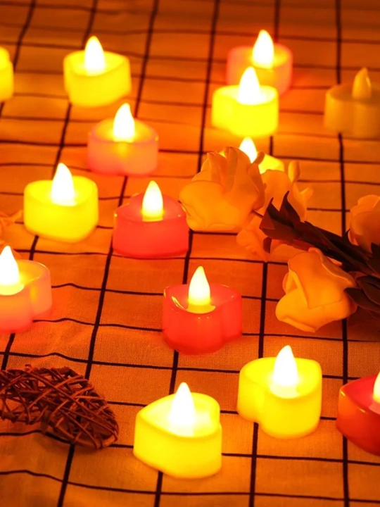 Romantik LED yurak shamlar — olovsiz dekorativ chiroqlar