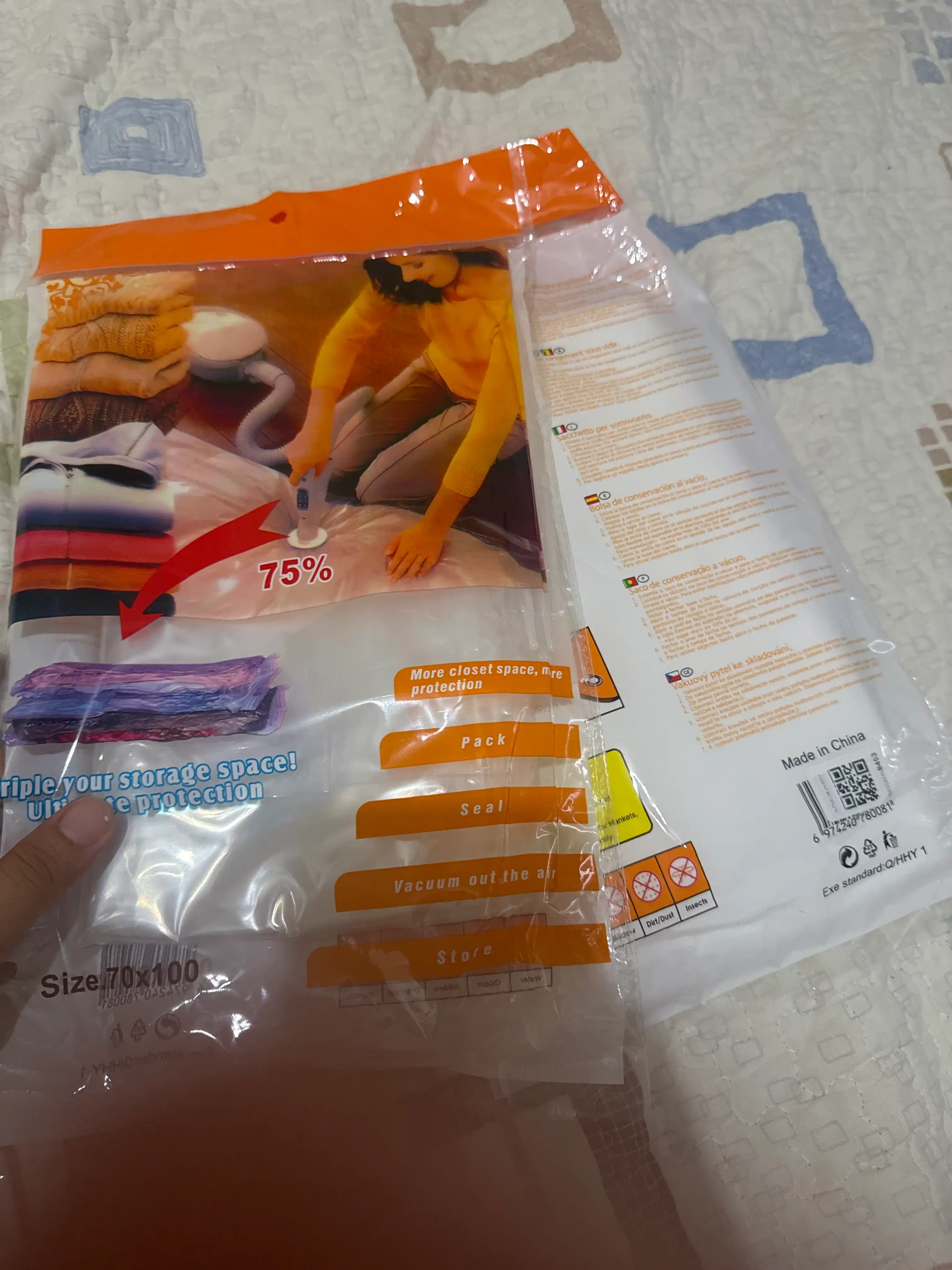 Vakuumli paket saqlash va kiyim-kechak sumkasi, vakum paket qayta foydalanish mumkin