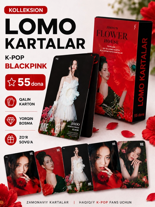 K-Pop BlackPink Lomo kartalari, 20 dan ortiq turlari, 55 dona