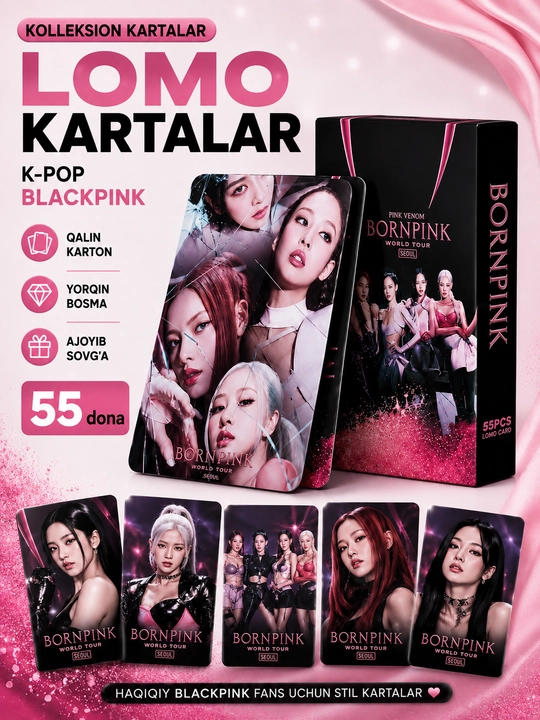 K-Pop BlackPink Lomo kartalari, 20 dan ortiq turlari, 55 dona