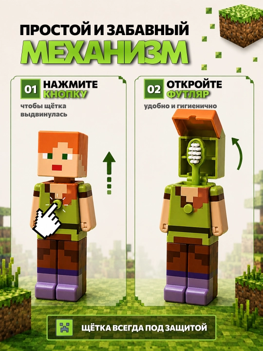 Детская зубная щетка, зубная щетка для детей, Minecraft, Марио, Лабубу, Зоотопия