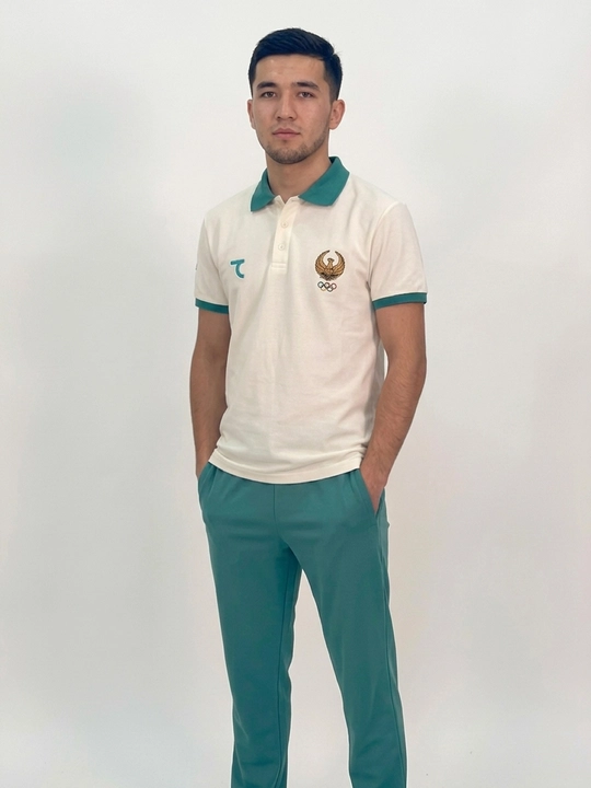 Erkaklar polo futbolkasi 7SABER O'zbekiston MOK ramzlari bilan - 