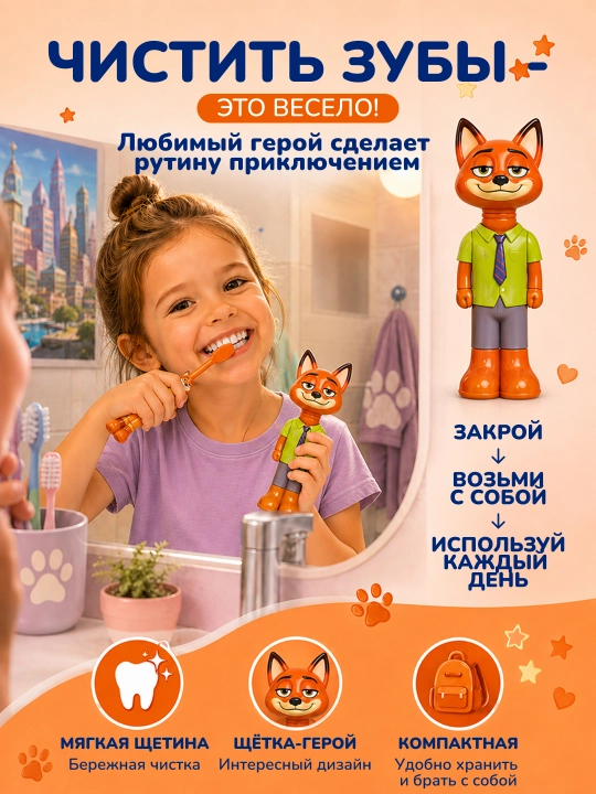 Детская зубная щетка, зубная щетка для детей, Minecraft, Марио, Лабубу, Зоотопия