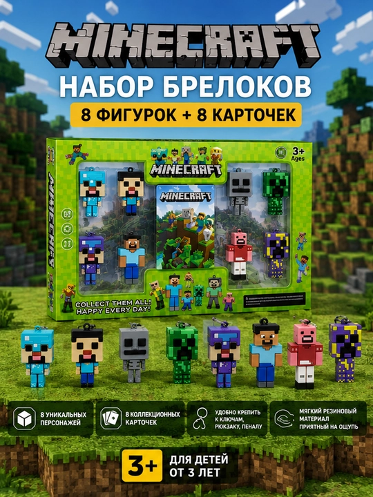 Katta konstruktorlar to'plami My World, Minecraft mavzusi, harakat figuralari bilan - 