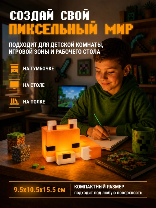 Minecraft LED tungi chiroq-fakel, dekorativ yoritgich maynkraft mario