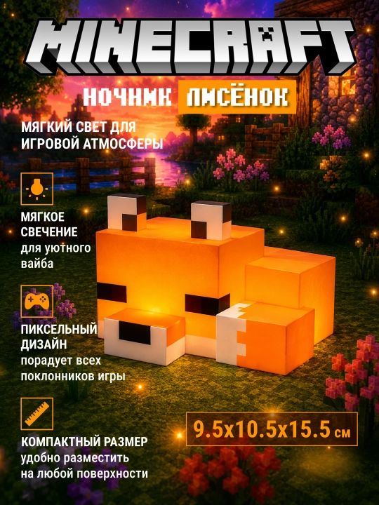 Minecraft LED tungi chiroq-fakel, dekorativ yoritgich maynkraft mario - 