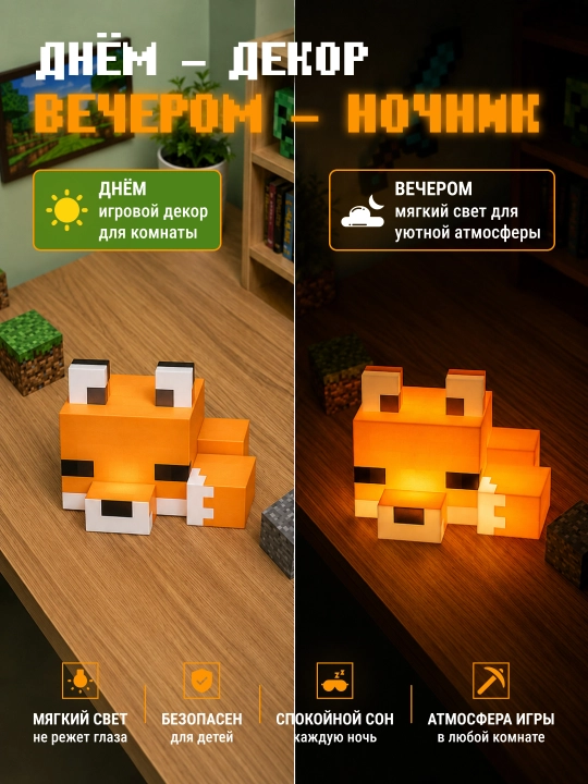 Minecraft LED tungi chiroq-fakel, dekorativ yoritgich maynkraft mario