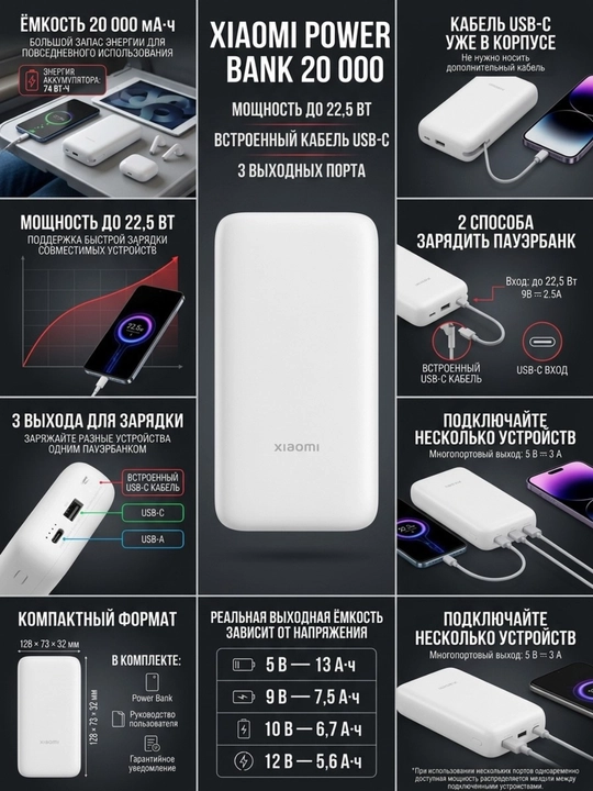 Xiaomi brendining tashqi akkumulyatorlari — UltraThin 5000 (Magnetic), 20000 va 10000 67W