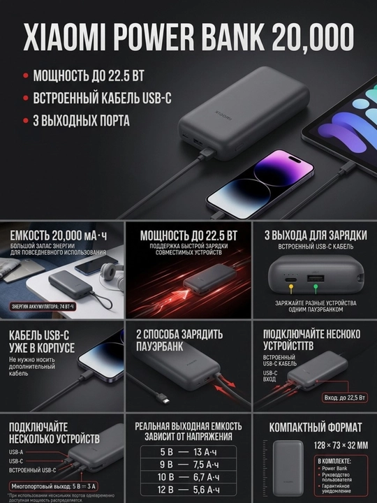 Xiaomi brendining tashqi akkumulyatorlari — UltraThin 5000 (Magnetic), 20000 va 10000 67W