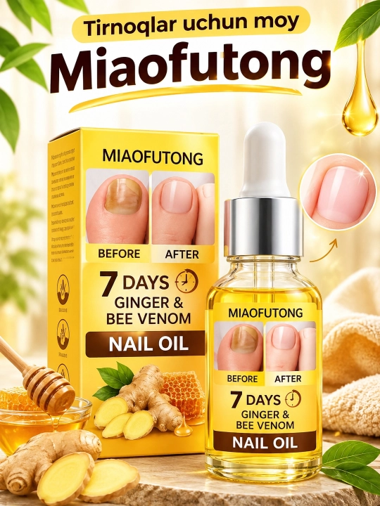 Масло для ногтей Miaofutong с имбирём и пчелиным ядом, 10 мл
