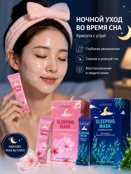 Ночная маска для лица KORMESIC Sleeping Mask Cherry Blossom, 20×4 мл
