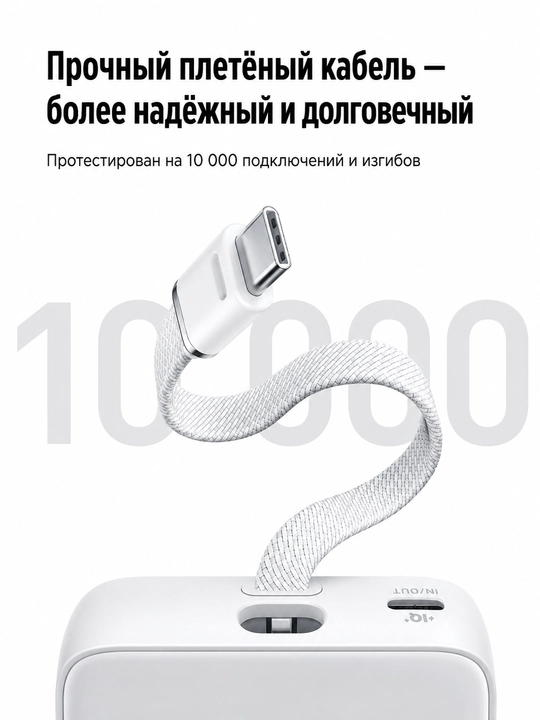 Anker Zolo 20000 mA·soat, 30 Vt, o‘rnatilgan Type-C kabeli bilan portativ Power Bank