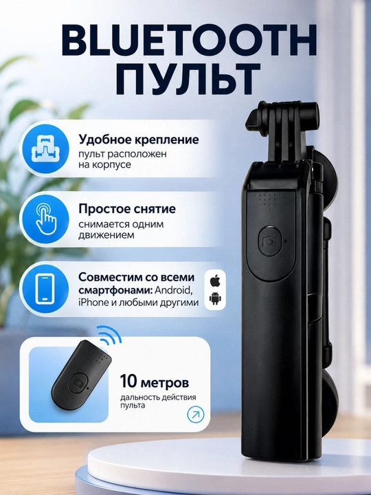 Shtativ telefon, 170 sm 4 tasi 1 da, 1ta LED chiroq & Bluetooth: monopod, selfi tayoqchasi