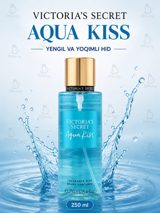 Parfyumlangan tana spreyi suvi Victoria's Secret Spreyi Aqua Kiss Rush, Shimmer, 250 ml