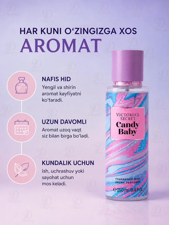 Parfyumlangan tana spreyi suvi Victoria's Secret Spreyi Aqua Kiss Rush, Shimmer, 250 ml