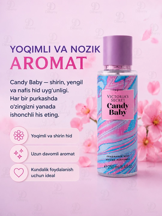 Parfyumlangan tana spreyi suvi Victoria's Secret Spreyi Aqua Kiss Rush, Shimmer, 250 ml