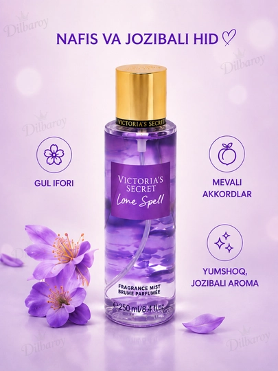 Parfyumlangan tana spreyi suvi Victoria's Secret Spreyi Aqua Kiss Rush, Shimmer, 250 ml